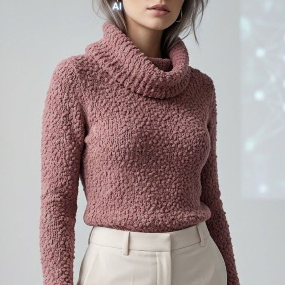 Pink Republic Warm Rose Chenille Cowl Popcorn Knit Cowl Sweater Oversized SZ XS